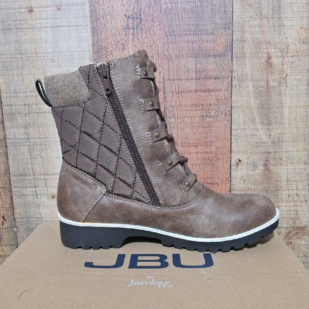 JBU Brown Quilted Lace-Up Ankle Boot - Picture 3 of 10